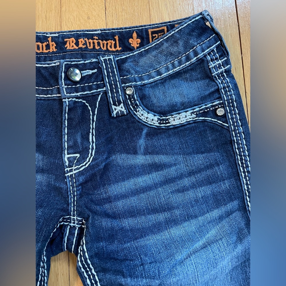 Women’s Rock Revival Luxor S200 Med Wash Skinny Jeans Crystal Embellishments 25 - Picture 4 of 14
